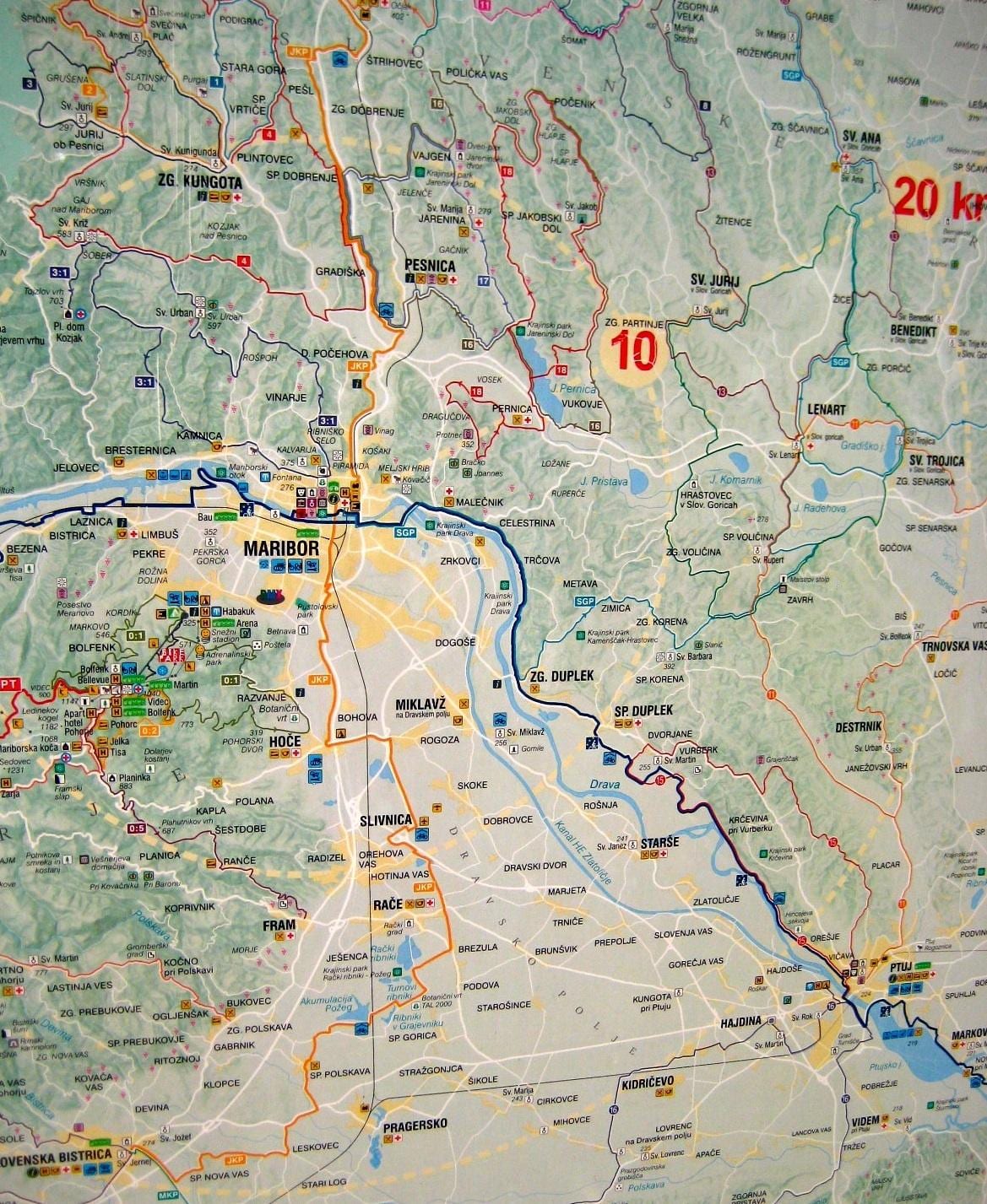 地図のスロヴェニアサイクリング