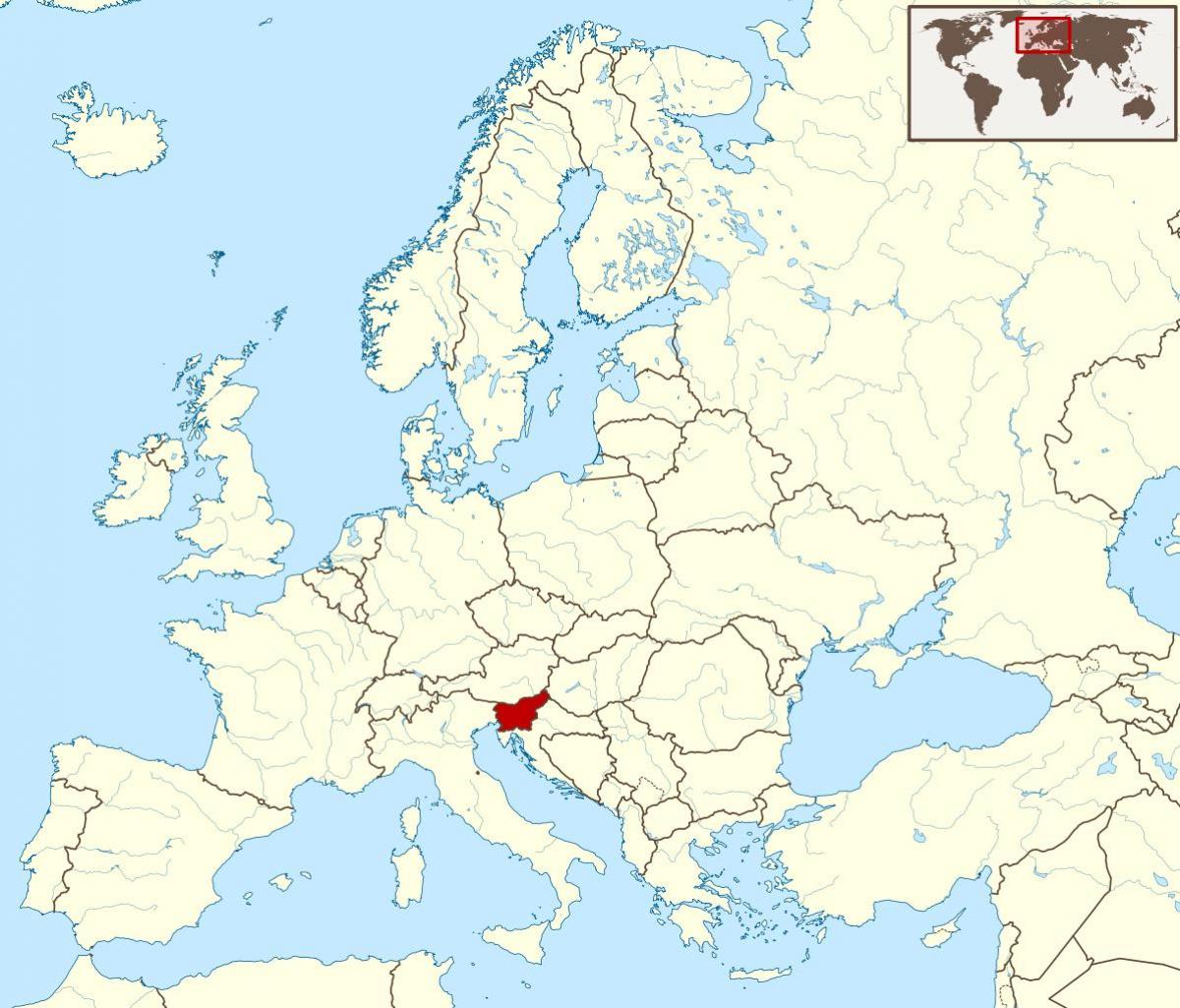 スロヴェニアの場所が世界の地図