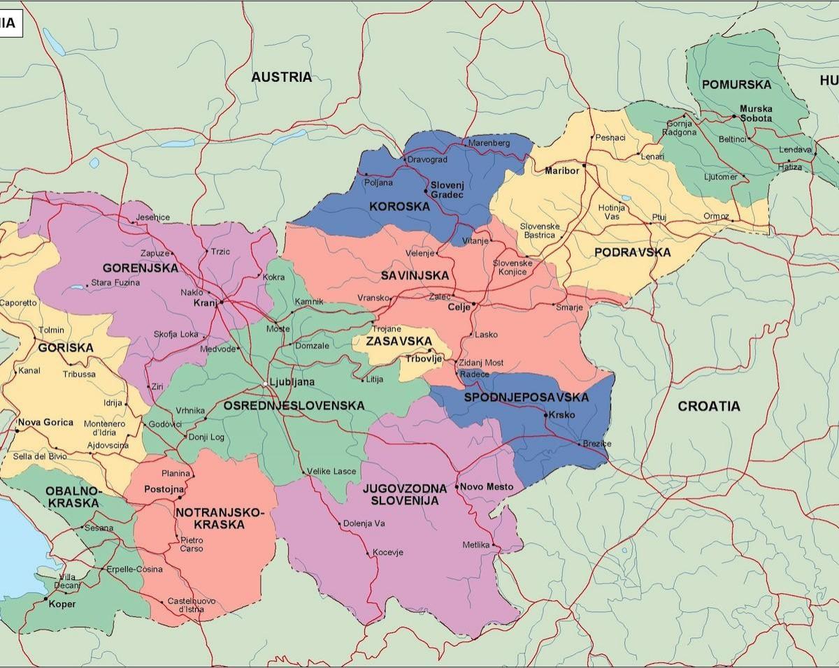 地図のスロヴェニアの政治