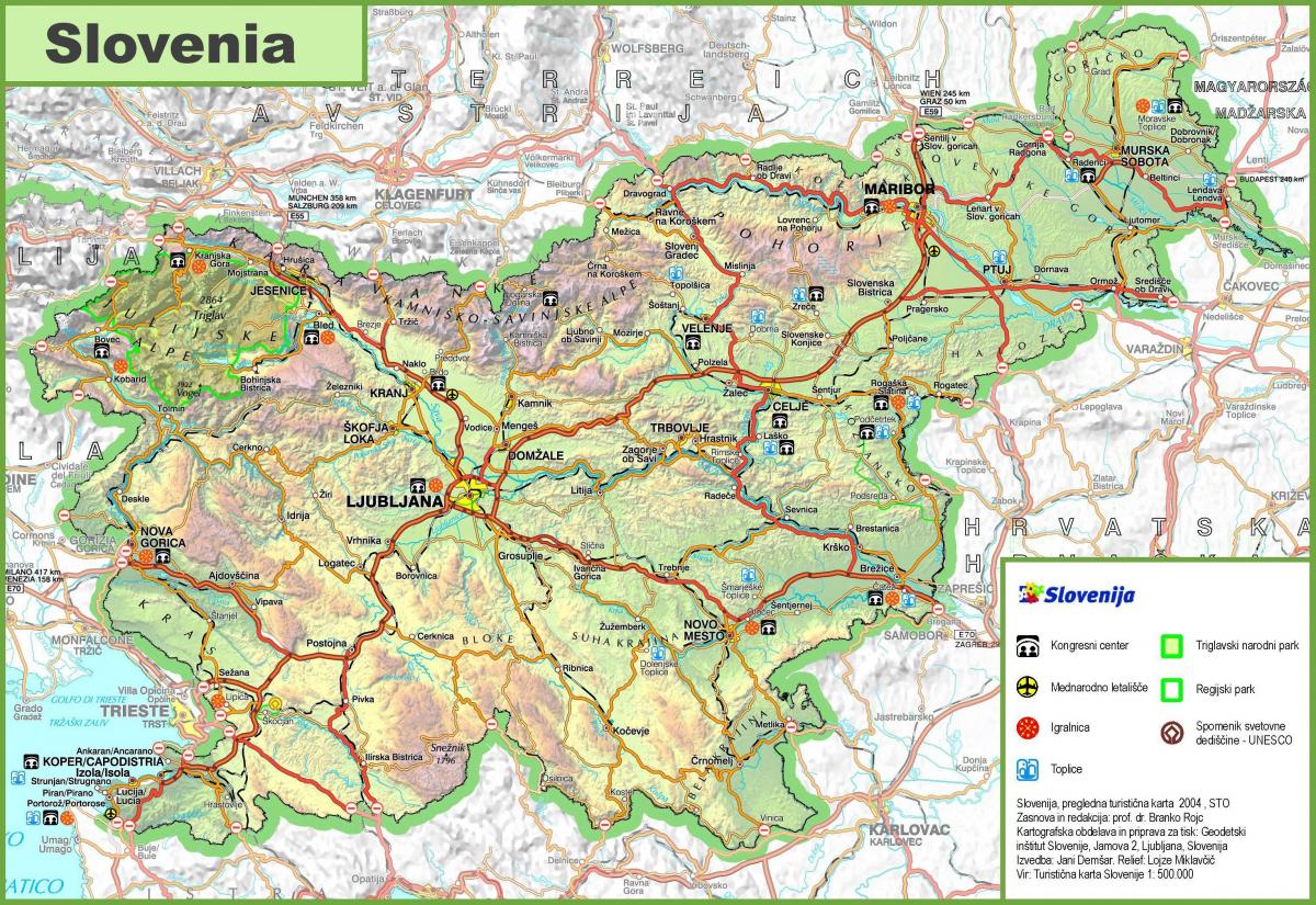 地図のスロヴェニアの道路