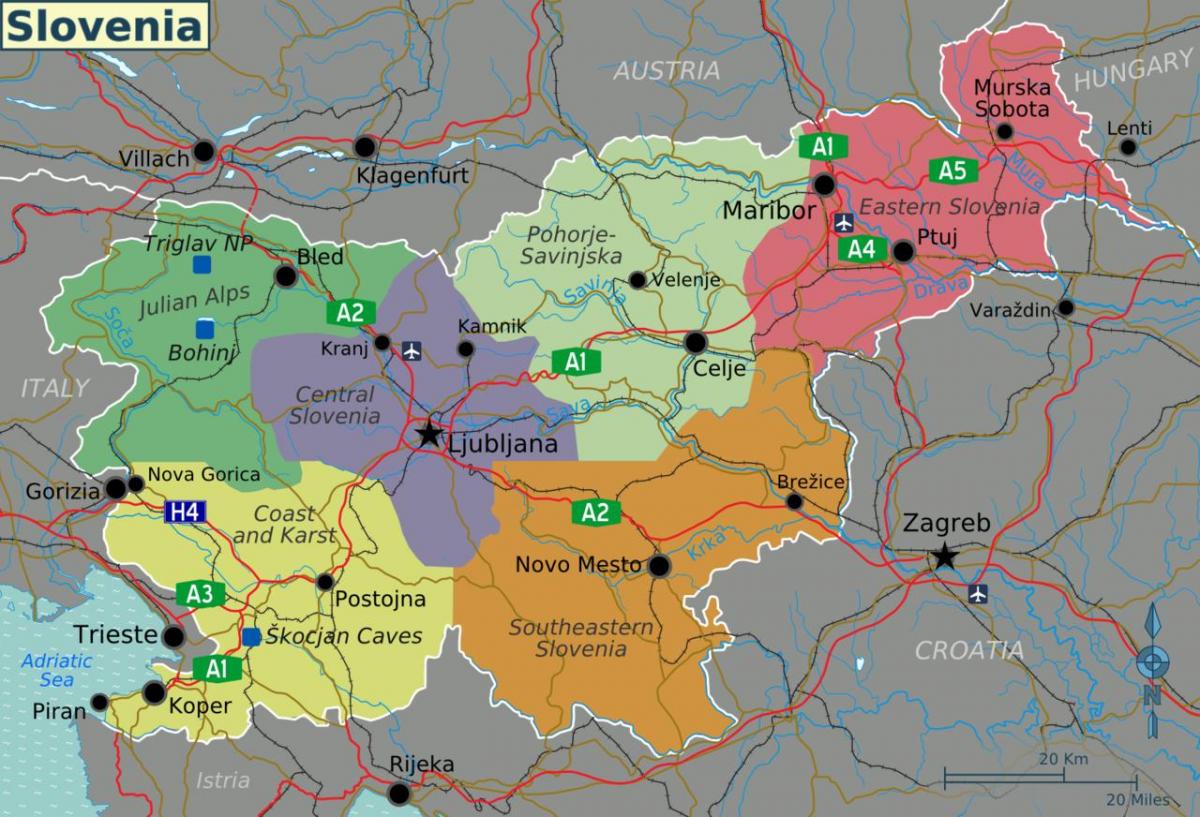 スロヴェニアの国-地図