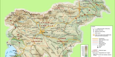 地図のスロヴェニアの物理