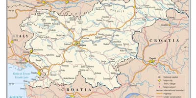 地図のスロヴェニアの都市